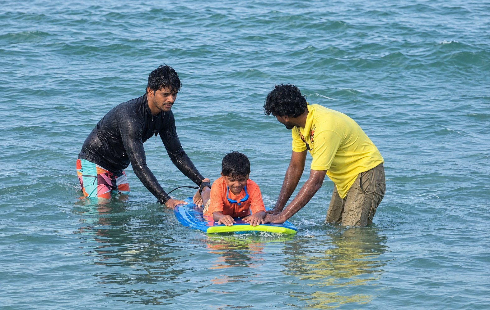 Bodyboard lesson in the sea with coaches