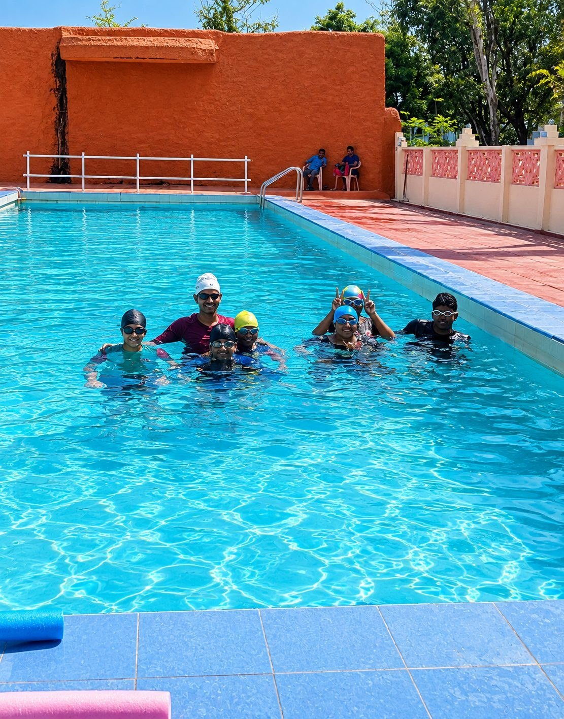 Group training at the pool